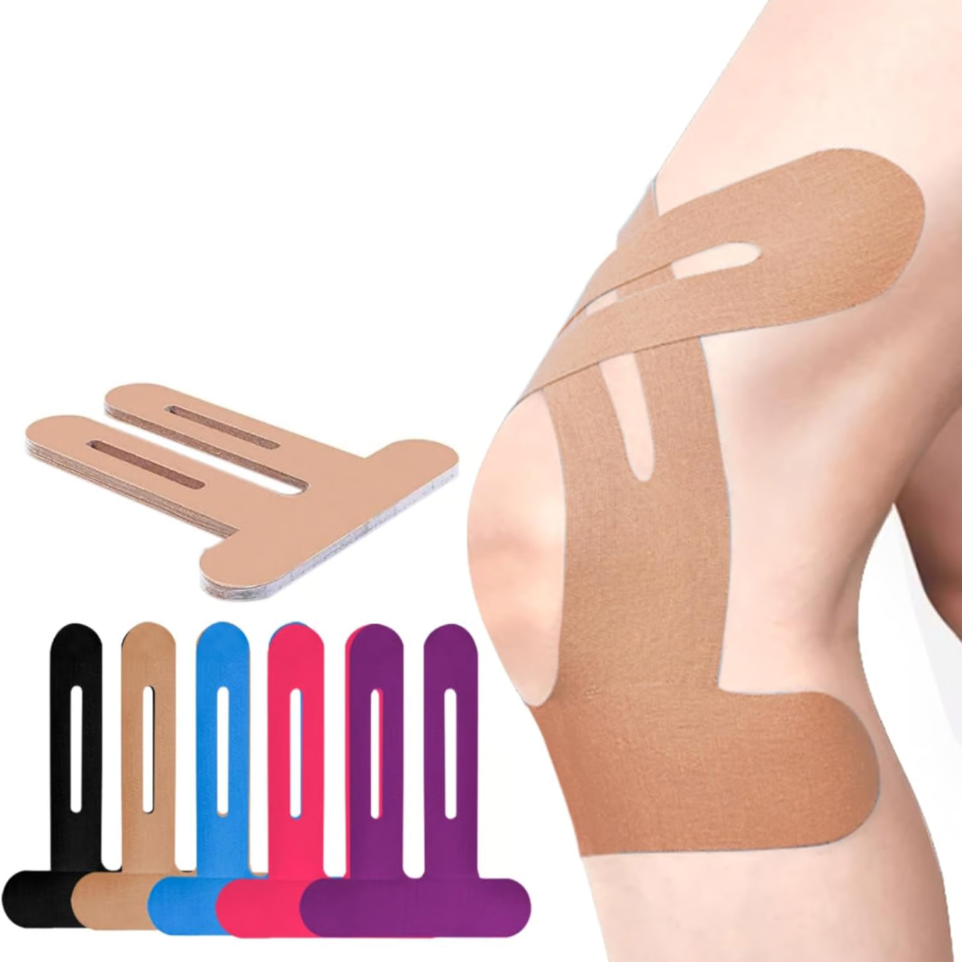 Knie Tape FlexiSteun – Voorgesneden Kinesiotape voor Directe Ondersteuning