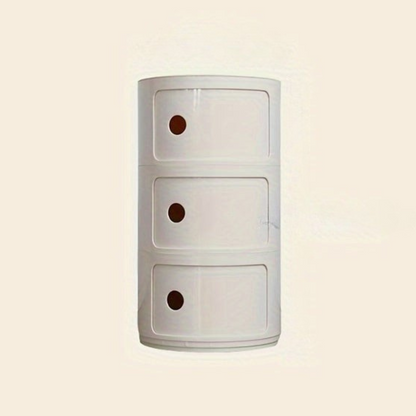 Ronde Nachtkast met Kunststof Lades en Modern Design