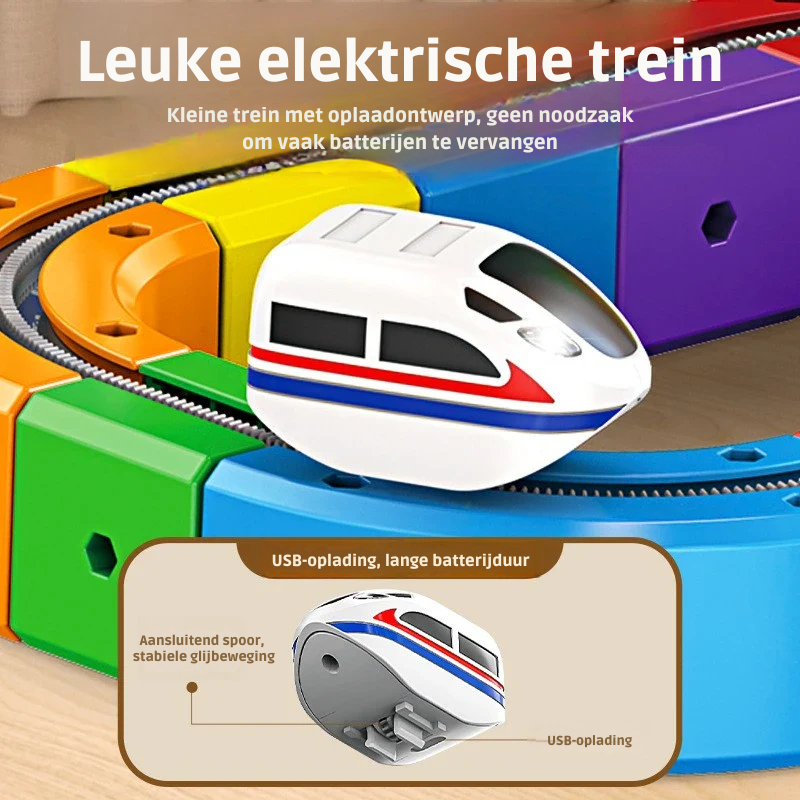 Creatieve Spoorbouwer 3D Trein Bouwset voor Kinderen met Oplaadbare Trein