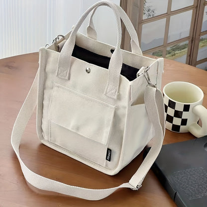 UrbanEase Canvas Slingbag – Witte Schoudertas met Magneetsluiting en Verstelbare Riem