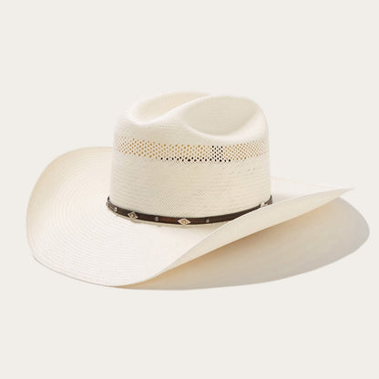 Strohoeden Western Cattleman met Lederen Band en Metallic Accenten – Verstelbaar 58-60 cm