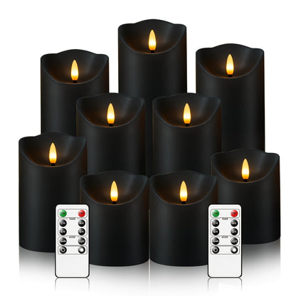 GlowLuxe Vlamloze LED-Kaarsen Set (9-delig) – Met Afstandsbediening en Glitterafwerking
