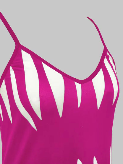 Dames Maxi Jurk met Strepen en V-Hals Spaghettibandjes