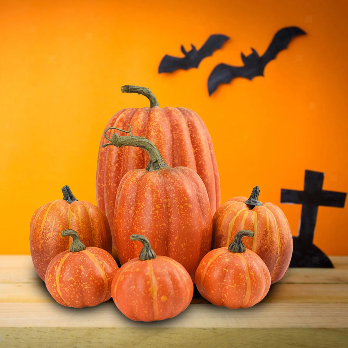 Kunstpompoenen Set - 7 Stuks Herfst- en Halloweendecoratie