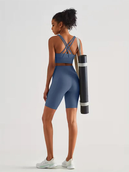 Dames Sportshort met Hoge Taille en Zijzak Ademend