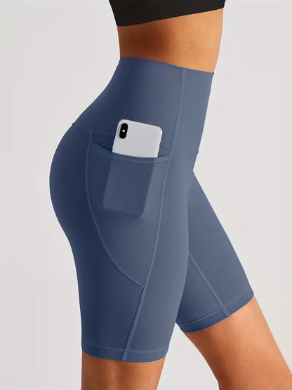 Dames Sportshort met Hoge Taille en Zijzak Ademend