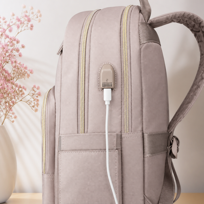 Elegante Laptop Rugzak met USB-Oplaadpoort – 15.6 inch – Zwart & Roze
