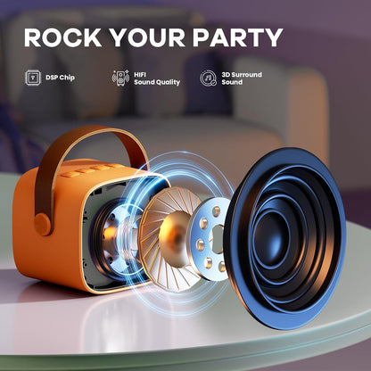 Skanto | Draagbare Mini-Karaoke-machine met Bluetooth-luidspreker en 2 Draadloze Microfoons – Veylo
