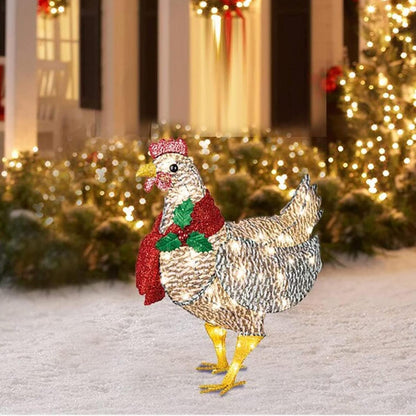WinterHen LED Kip met Sjaal – Lichtgevende Kerstdecoratie voor Binnen en Buiten