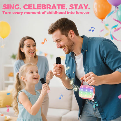 Skanto | Draagbare Mini-Karaoke-machine met Bluetooth-luidspreker en 2 Draadloze Microfoons – Veylo