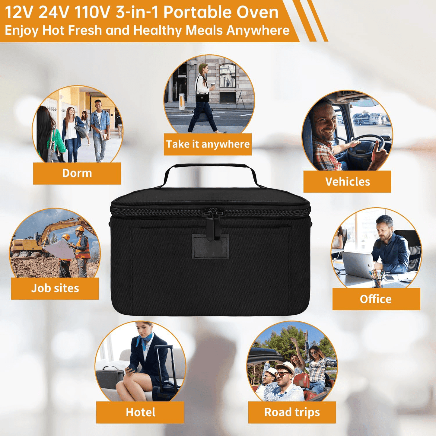 HeatGo Pro – Elektrische Draagbare Voedselwarmer Lunchbox met 3-in-1 Aansluiting