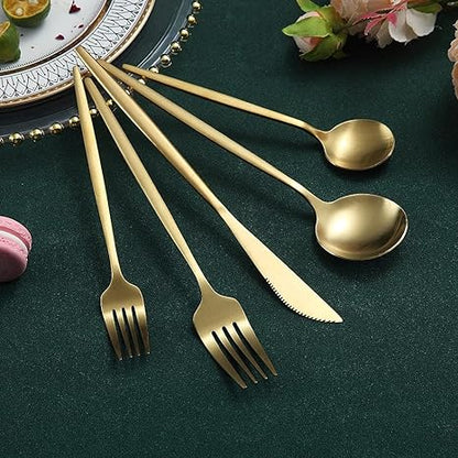 Minimalistisch Bestekset 20-Delig - RVS met Gouden Coating