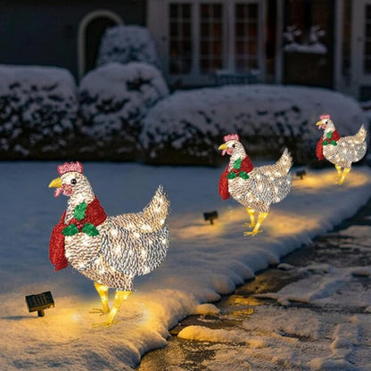 WinterHen LED Kip met Sjaal – Lichtgevende Kerstdecoratie voor Binnen en Buiten