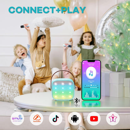 Skanto | Draagbare Mini-Karaoke-machine met Bluetooth-luidspreker en 2 Draadloze Microfoons – Veylo