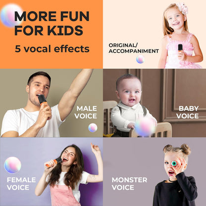 Skanto | Draagbare Mini-Karaoke-machine met Bluetooth-luidspreker en 2 Draadloze Microfoons – Veylo