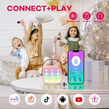 Skanto | Draagbare Mini-Karaoke-machine met Bluetooth-luidspreker en 2 Draadloze Microfoons – Veylo