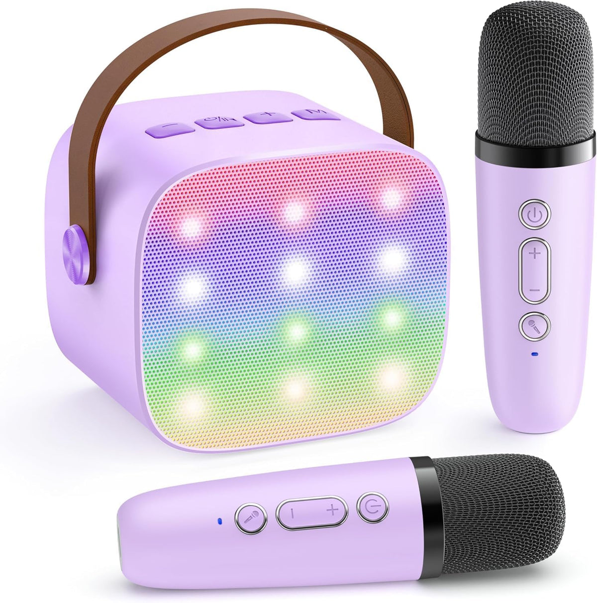 Skanto | Draagbare Mini-Karaoke-machine met Bluetooth-luidspreker en 2 Draadloze Microfoons – Veylo