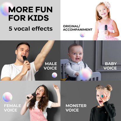 Skanto | Draagbare Mini-Karaoke-machine met Bluetooth-luidspreker en 2 Draadloze Microfoons – Veylo