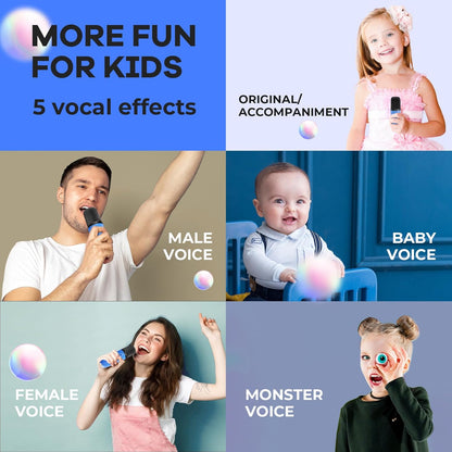 Skanto | Draagbare Mini-Karaoke-machine met Bluetooth-luidspreker en 2 Draadloze Microfoons – Veylo