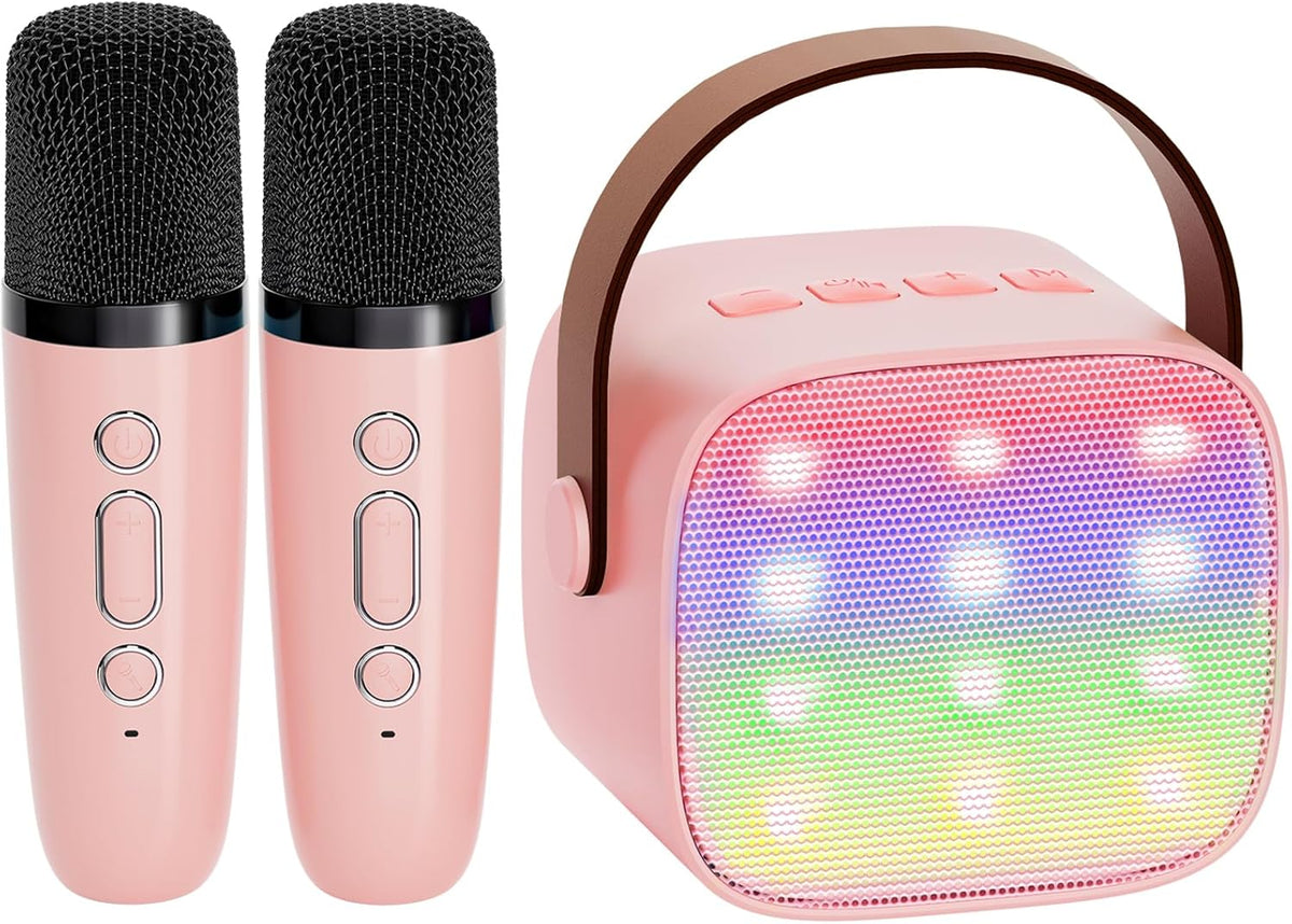 Skanto | Draagbare Mini-Karaoke-machine met Bluetooth-luidspreker en 2 Draadloze Microfoons – Veylo