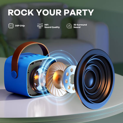 Skanto | Draagbare Mini-Karaoke-machine met Bluetooth-luidspreker en 2 Draadloze Microfoons – Veylo