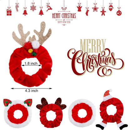 FluweelVrolijk Kerst Scrunchie Set – 10-Delige Haaraccessoire Collectie