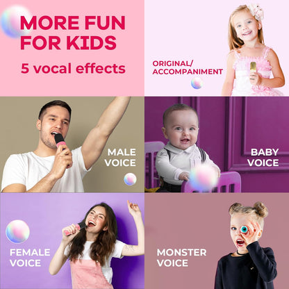 Skanto | Draagbare Mini-Karaoke-machine met Bluetooth-luidspreker en 2 Draadloze Microfoons – Veylo