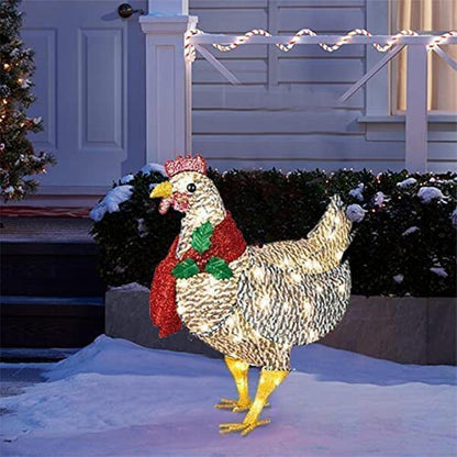 WinterHen LED Kip met Sjaal – Lichtgevende Kerstdecoratie voor Binnen en Buiten