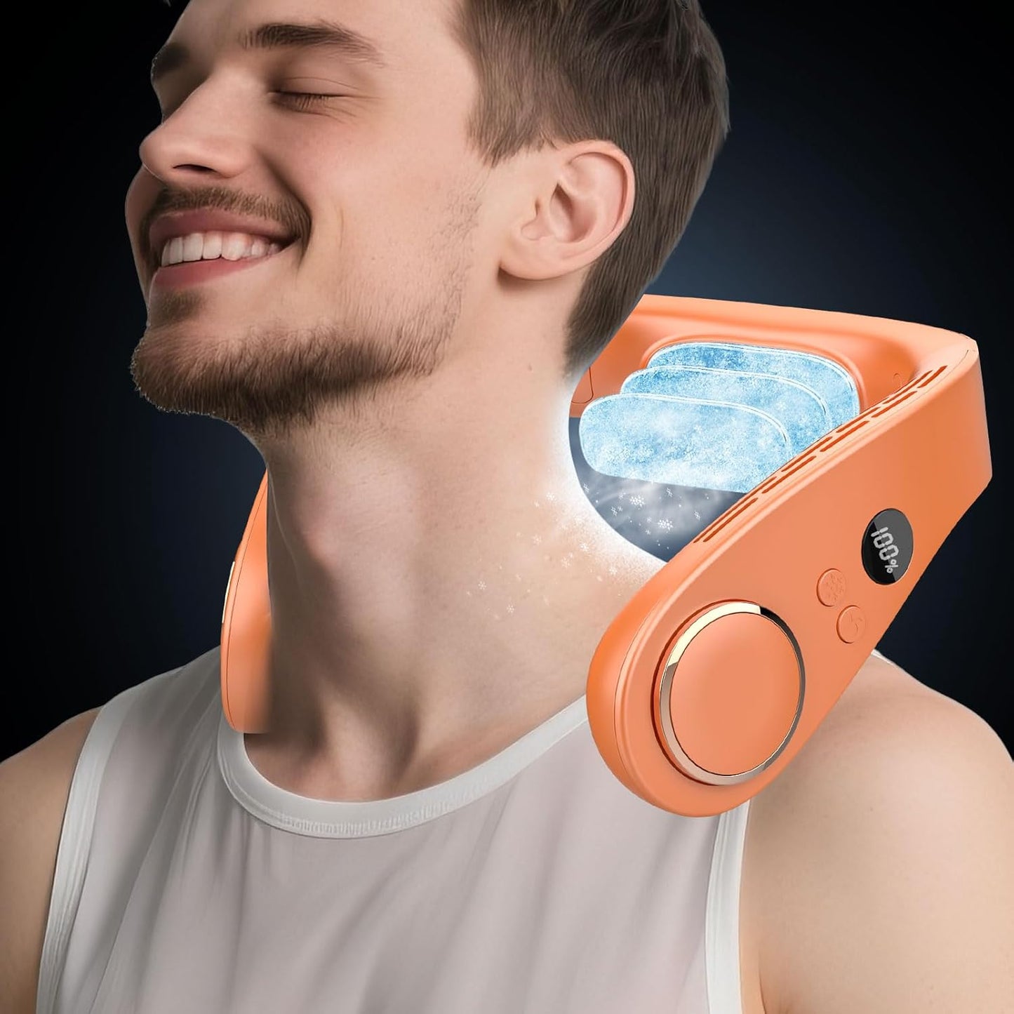 NekCooler Pro – Bladloze Nekventilator met Koelplaat en LED-display