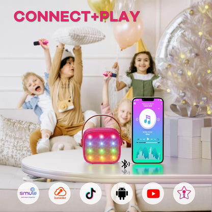 Skanto | Draagbare Mini-Karaoke-machine met Bluetooth-luidspreker en 2 Draadloze Microfoons – Veylo