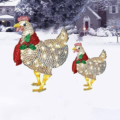 WinterHen LED Kip met Sjaal – Lichtgevende Kerstdecoratie voor Binnen en Buiten