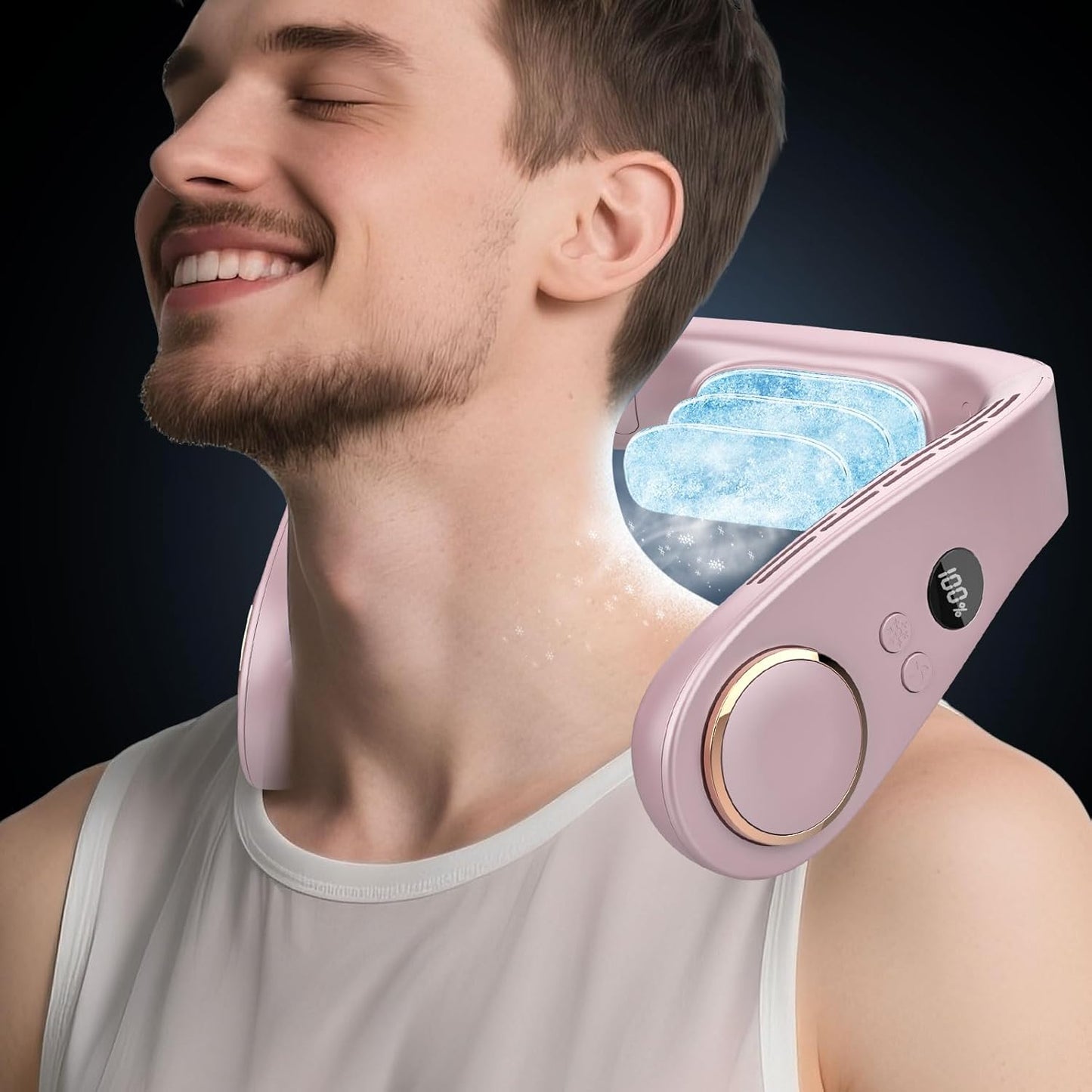 NekCooler Pro – Bladloze Nekventilator met Koelplaat en LED-display