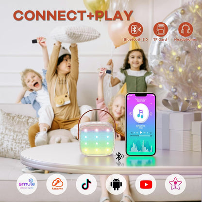Skanto | Draagbare Mini-Karaoke-machine met Bluetooth-luidspreker en 2 Draadloze Microfoons – Veylo