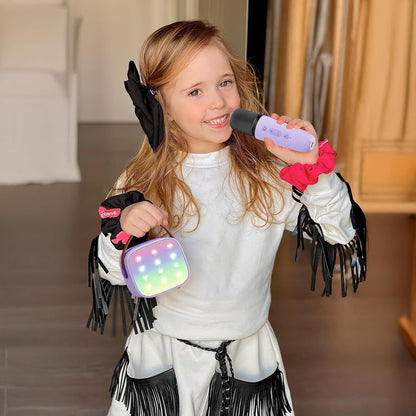 Skanto | Draagbare Mini-Karaoke-machine met Bluetooth-luidspreker en 2 Draadloze Microfoons – Veylo