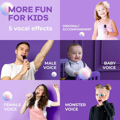 Skanto | Draagbare Mini-Karaoke-machine met Bluetooth-luidspreker en 2 Draadloze Microfoons – Veylo