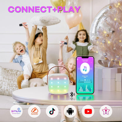 Skanto | Draagbare Mini-Karaoke-machine met Bluetooth-luidspreker en 2 Draadloze Microfoons – Veylo