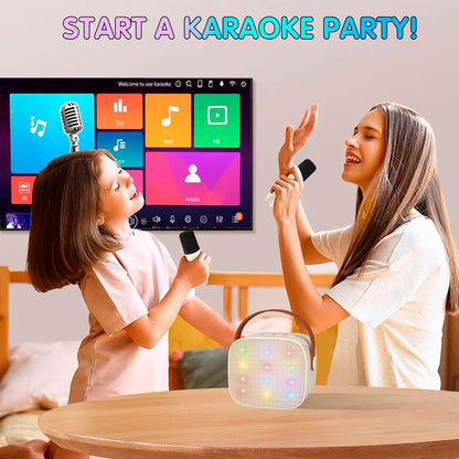 Skanto | Draagbare Mini-Karaoke-machine met Bluetooth-luidspreker en 2 Draadloze Microfoons – Veylo