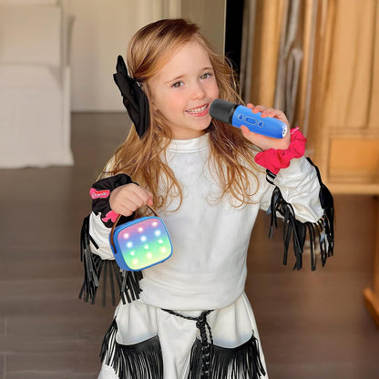 Skanto | Draagbare Mini-Karaoke-machine met Bluetooth-luidspreker en 2 Draadloze Microfoons – Veylo
