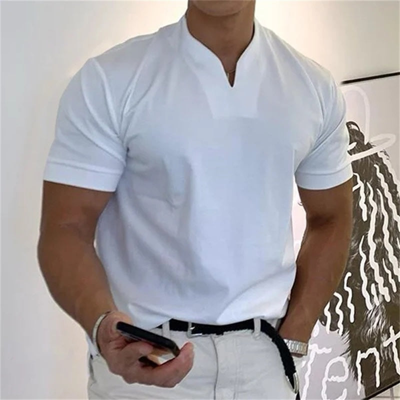 Heren T-shirt FitVibes – Sportief, Ademend en Casual met V-hals