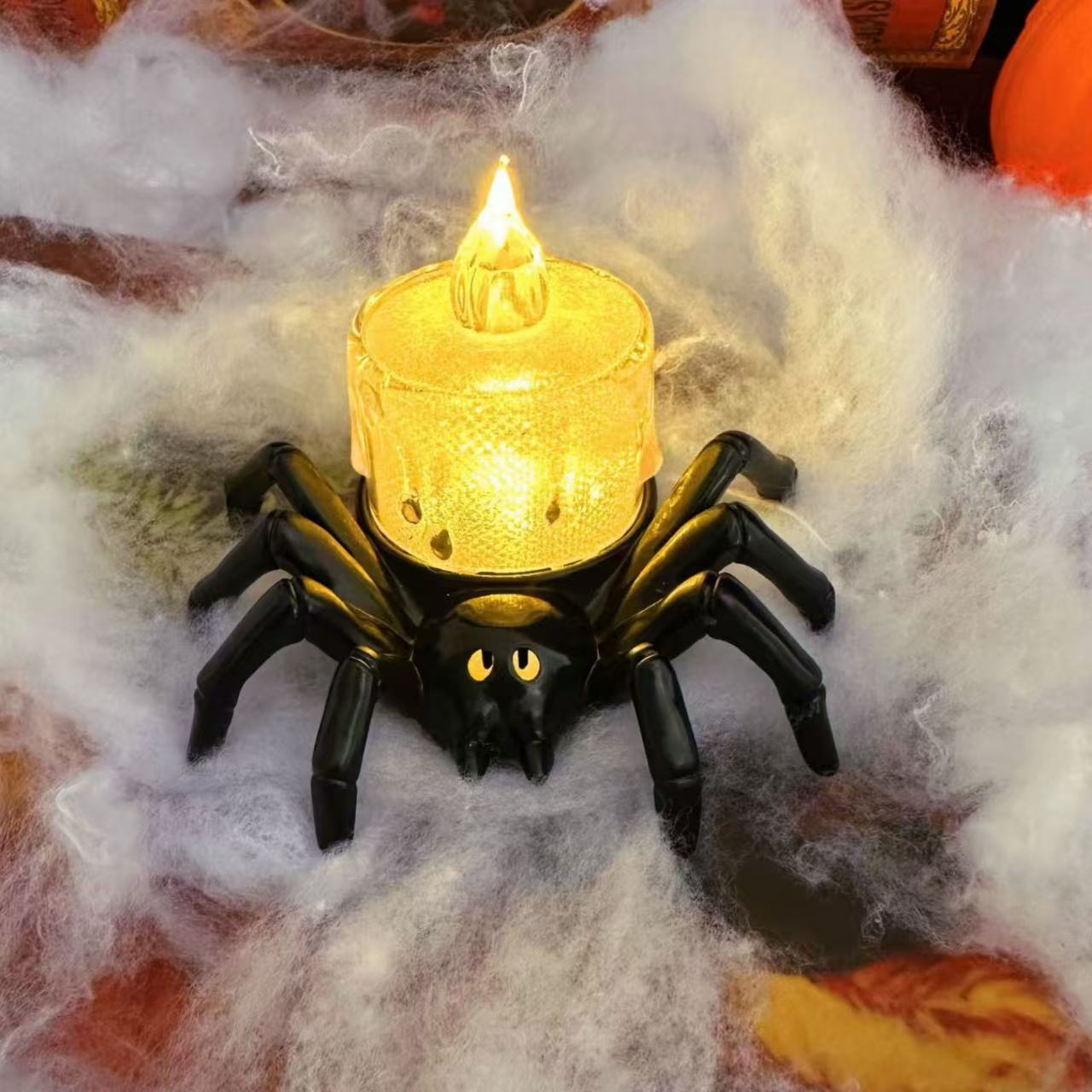 Halloween Decoratie – Spinrug Ornament met Kaars- en Oogbaldesigns