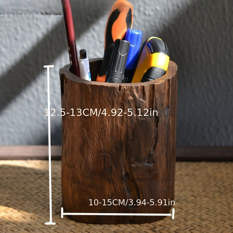 Handgemaakte Houten Pennenhouder – Uniek en Natuurlijke Look