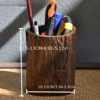 Handgemaakte Houten Pennenhouder – Uniek en Natuurlijke Look