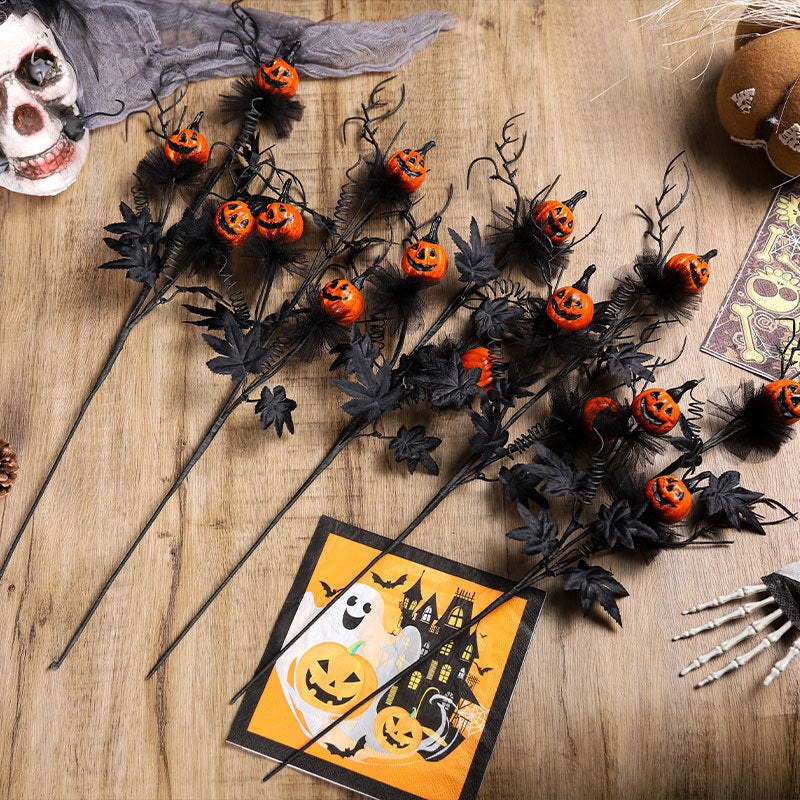 Halloween Decoratie – Zwarte Pompoen Tak Ornament