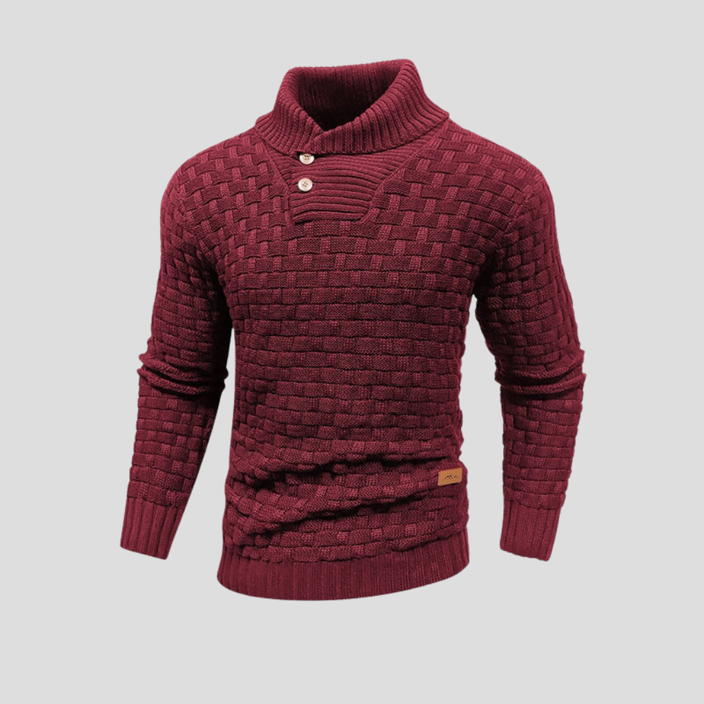 KnitForm Herentrui – Gebreide Halve Kraagtrui met Knoopsluiting en Klassieke Pasvorm