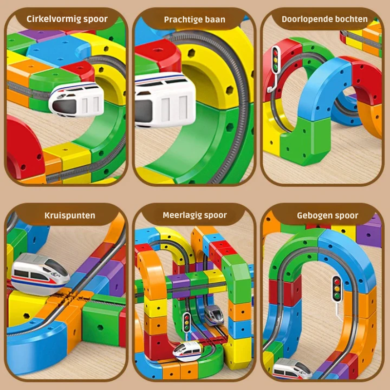 Creatieve Spoorbouwer 3D Trein Bouwset voor Kinderen met Oplaadbare Trein