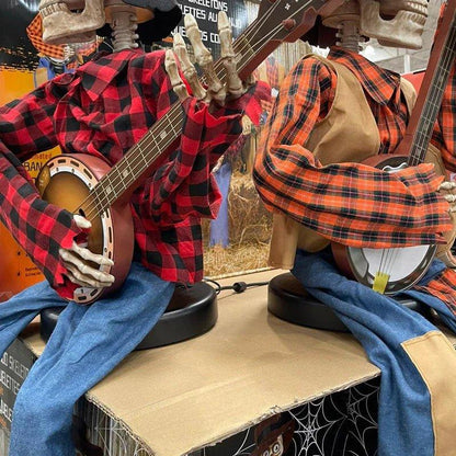 Gloeiende Banjo-Skeletten Duo - Interactieve Halloween Decoratie