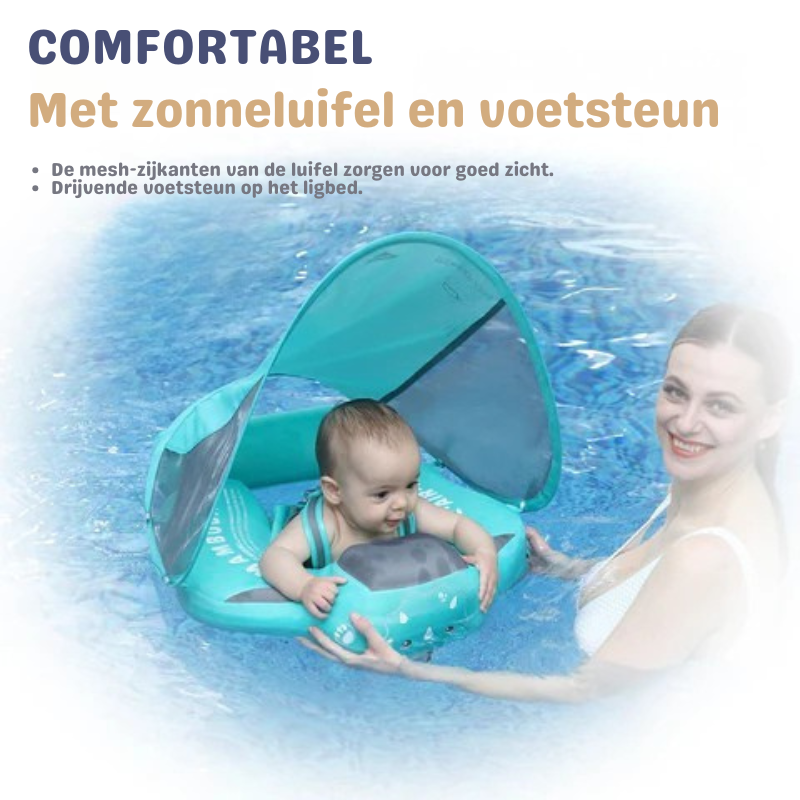 AquaNest Baby Zwemband met UV-Luifel en Veiligheidsharnas