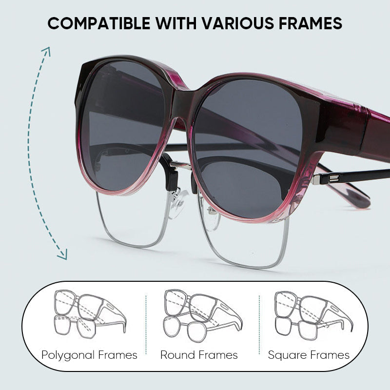 Overzet Zonnebril Cat-Eye met Gepolariseerde UV400 Glazen voor Brillendragers