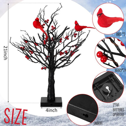 Sfeervolle Lichtboom met Rode Vogels – Flexibele LED Decoratieboom