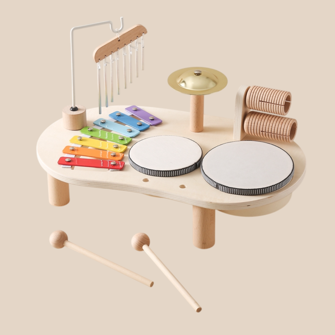 Houten Muziektafel voor Kinderen met Instrumenten en Speelfuncties